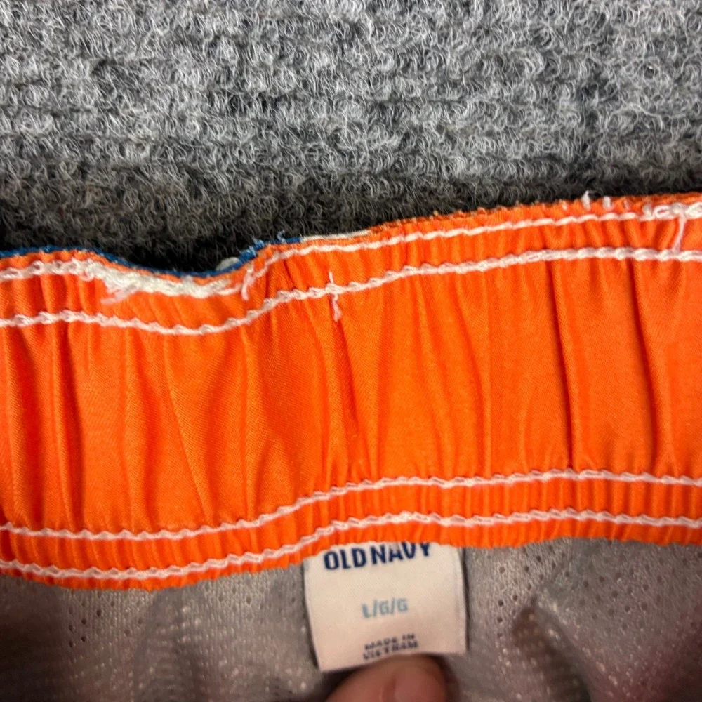 Old Navy Mens Size Large W36 Floral Swim Trunks Blue Orange White Board Shorts